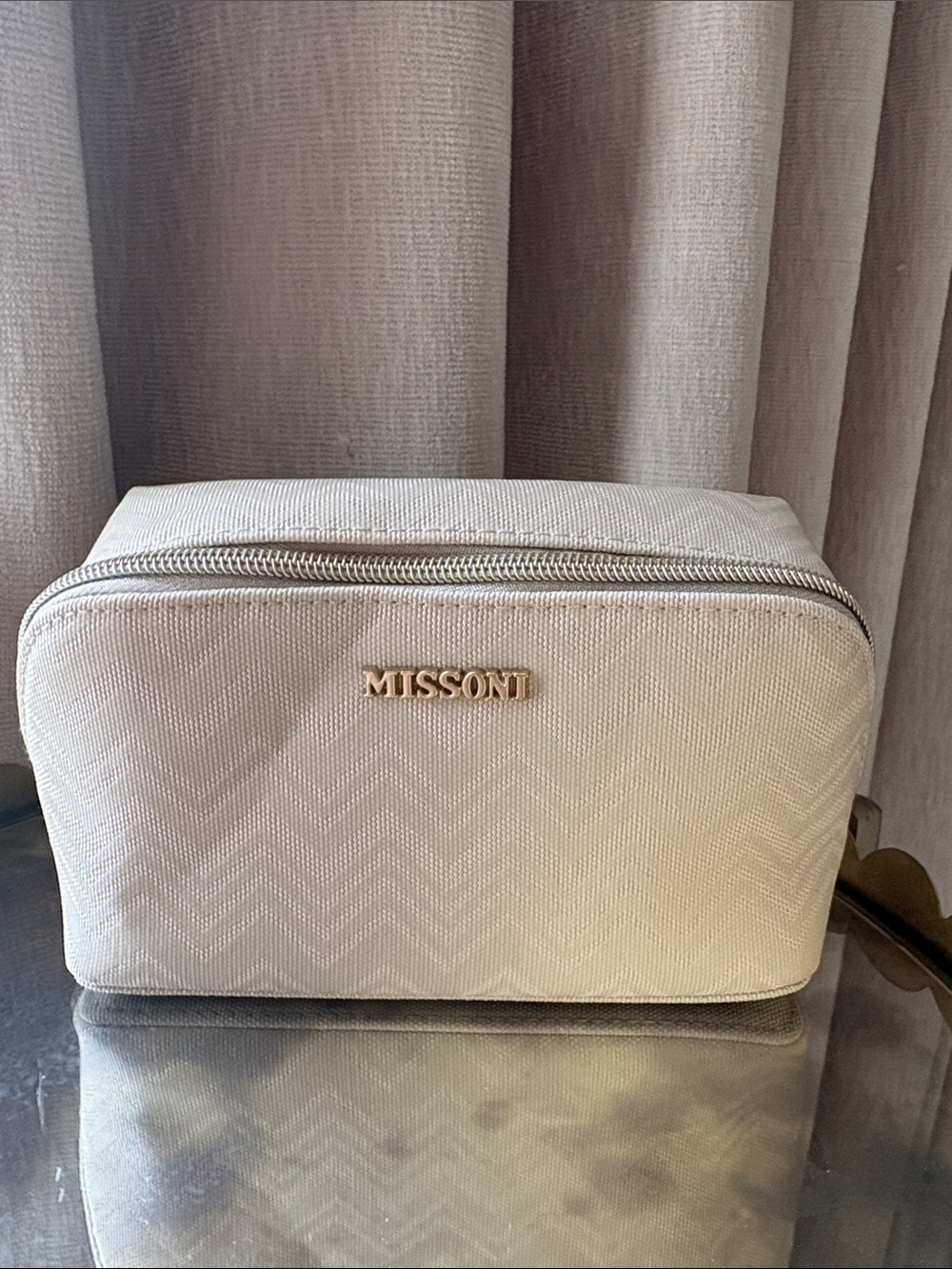 Missoni Cream Chevron Zip Cosmetic Case